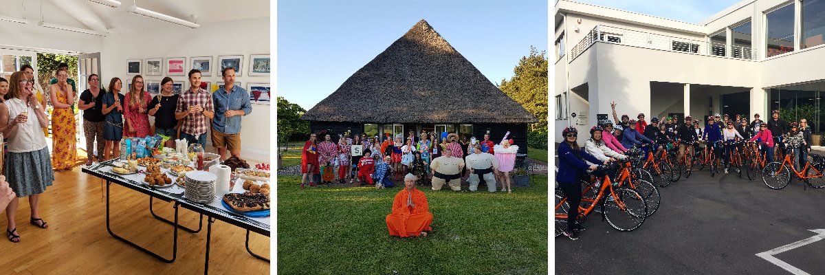 Any excuse for a celebration, whether that's in the office, in the Kent countryside... or out on our bikes (and yes, fancy dress is often encouraged!)