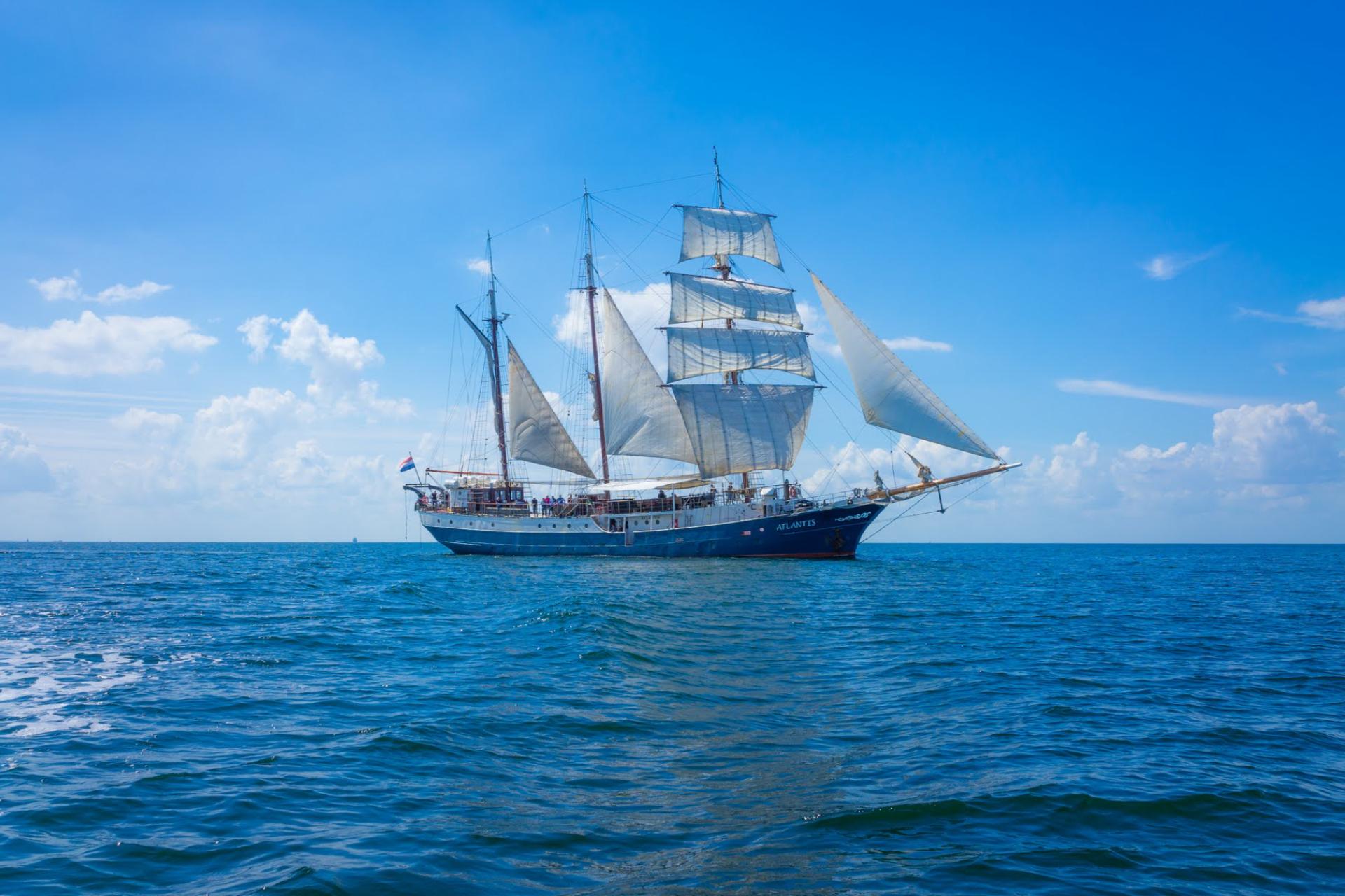 The Atlantis, the majestic three-masted sailing ship The Atlantis, the majestic three-masted sailing ship
