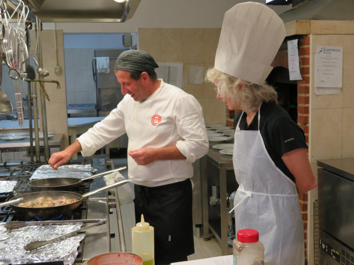 Freedom Trekker Linda enjoying a cooking class in Spoleto
