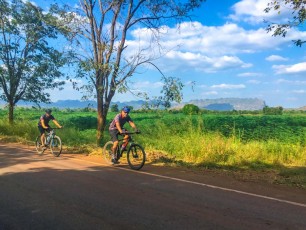 Cycling through farmland and countryside in Thailand