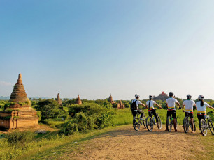 MY001 Highlights of Myanmar - Bikes overlooking temples - © Grasshopper Adventures