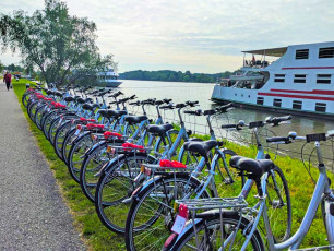 Bikes along the river Danube