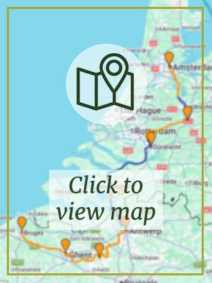 Bruges to Amsterdam Boat & Bike Tour - Map Preview